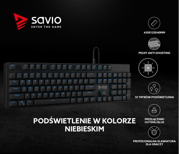 SAVIO Tempest RX FULL Outemu BLUE, LED niebieski, NKRO, Anty-ghosting SAVGK TEMPEST FULL BLUE - 1462252 - zdjęcie 9